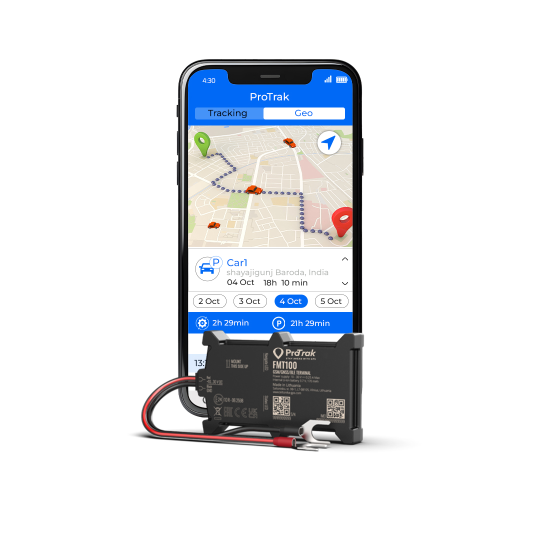ProTrak FMT100 hardwired GPS tracker with wiring