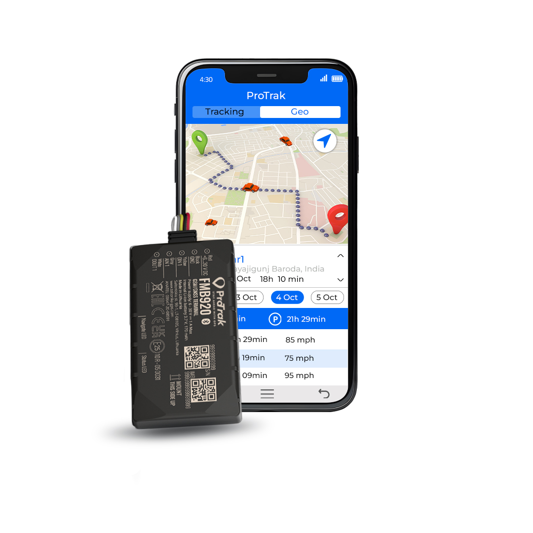 FMB920 GPS tracker with wiring and vehicle tracking app