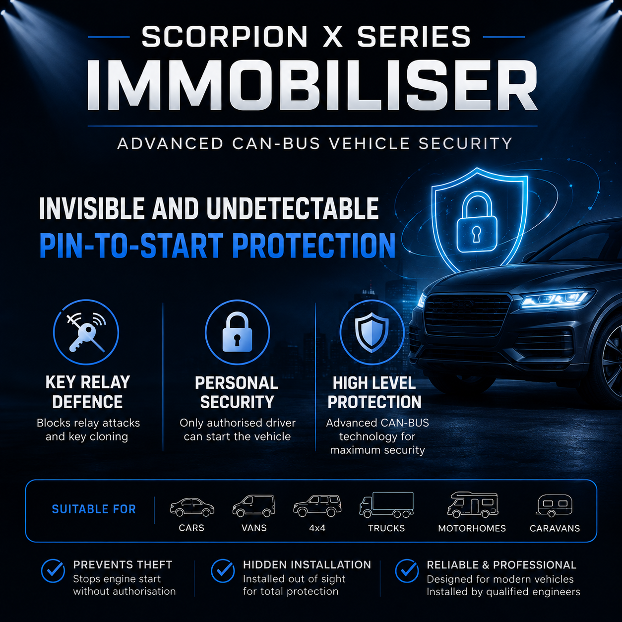Scorpion X Series Immobiliser with advanced CAN-BUS vehicle security