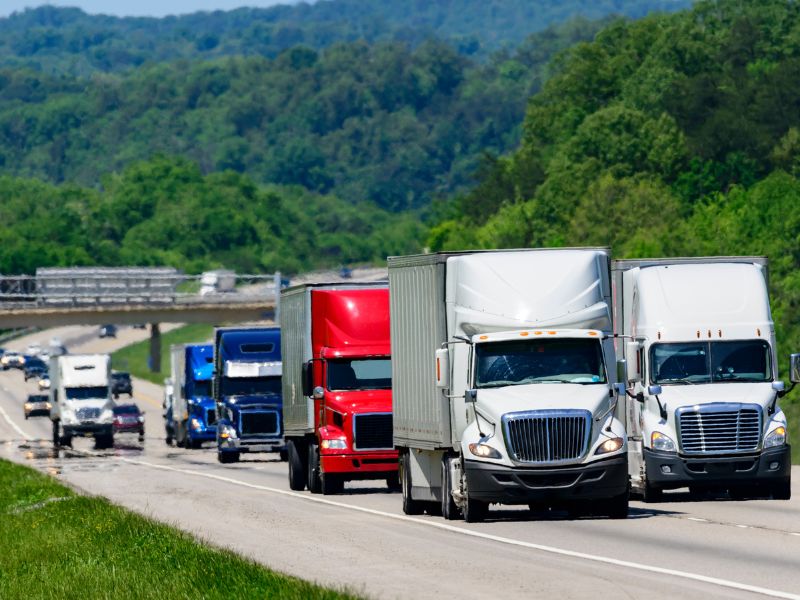 Fleet Tracking system for commercial trucks travelling on a motorway