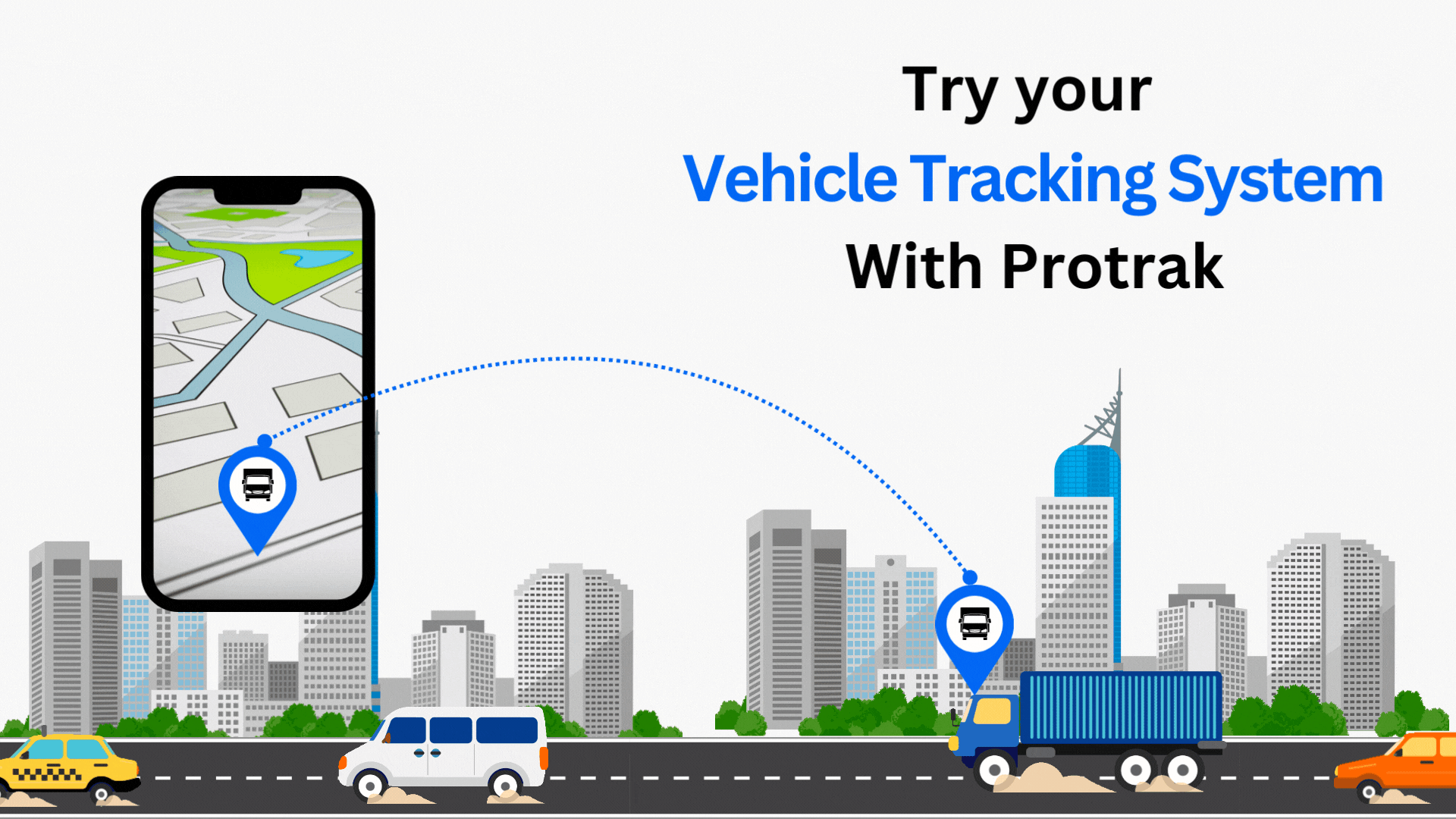 ProTrak vehicle tracking system demonstrating real-time lorry location tracking on a mobile app